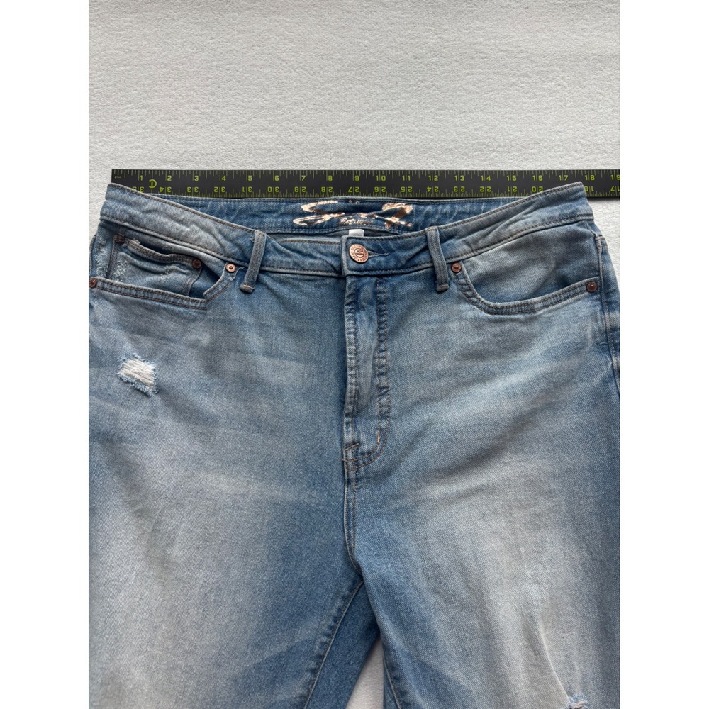 Seven7 Fashion Jean Womens 14 Blue Affirmation High Rise Distressed Straight Leg - Picture 6 of 11